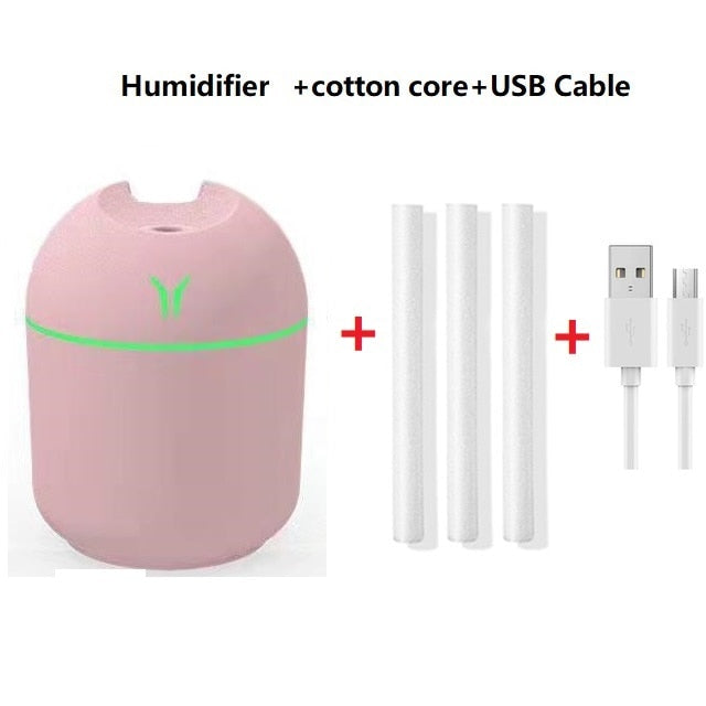 250ML Mini Air Humidifier USB Aroma Essential Oil Diffuser For Home Car Ultrasonic Mist Maker with LED Color Night Lamp Diffuser